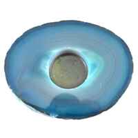 Teal Agate Flat Tealight Holder