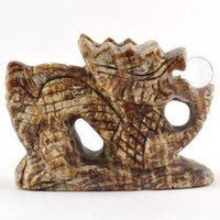 Brown Aragonite Dragon Carving