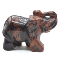 Mahogany Obsidian Elephant Carving