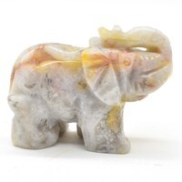 White Crazy Lace Agate Elephant Carving