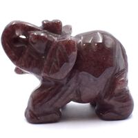 Dark Red Quartz Elephant Carving