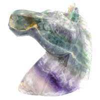 Rainbow Fluorite Horse Head Carving