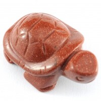 Gold Goldstone Turtle Carving
