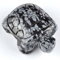 Snowflake Obsidian Turtle Carving