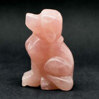 Rose Quartz Dog Carving [Type 2]