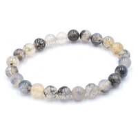 Black Fire Agate Bead Bracelet