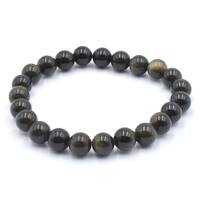 Silver Sheen Obsidian Bead Bracelet