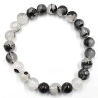 Tourmalinated Quartz Bead Bracelet