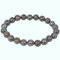 Brown Snowflake Obsidian Bead Bracelet