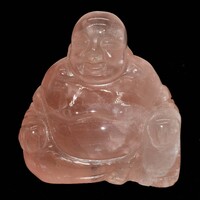Rose Quartz Laughing Buddha Carving