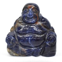 Sodalite Laughing Buddha Carving