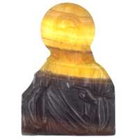 Yellow &amp; Purple Fluorite Jesus Carving