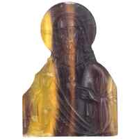 Yellow &amp; Purple Fluorite Jesus Carving