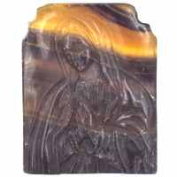 Yellow &amp; Purple Fluorite Mary Carving