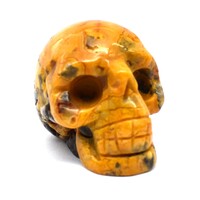 Yellow Crazy Lace Agate Crystal Skull Carving