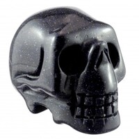 Blue Goldstone Crystal Skull Carving