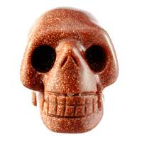 Gold Goldstone Crystal Skull Carving