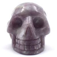 Pink Tourmaline in Quartz Crystal Skull Carving