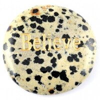 Believe Jasper Dalmatian Word Stone