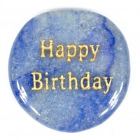 Happy Birthday Aventurine Blue Word Stone