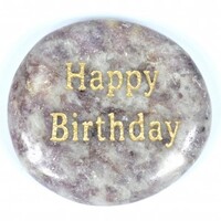 Happy Birthday Lepidolite Pink Word Stone
