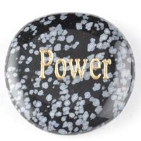 Power Obsidian Snowflake Word Stone