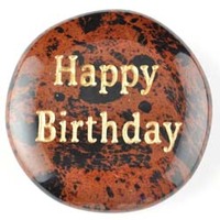 Happy Birthday Obsidian Mahogany Word Stone