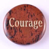 Courage Obsidian Mahogany Word Stone