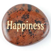 Happiness Obsidian Mahogany Word Stone