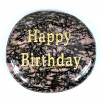Happy Birthday Rhodonite Word Stone