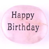 Happy Birthday Rose Quartz Word Stone