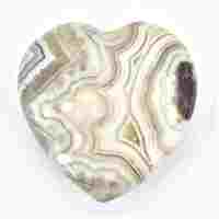 White Crazy Lace Agate Heart Carving [Medium]