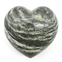 Green Jasper Zebra Heart Carving [Medium]