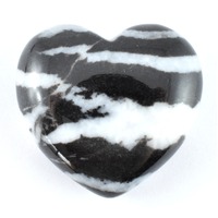Black &amp; White Zebra Jasper Heart Carving [Small]