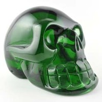 Green Obsidian Crystal Skull Carving [Man Made - Large]