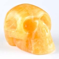 Orange Calcite Crystal Skull Carving