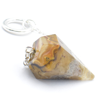 Yellow Crazy Lace Agate Six Sided Pendulum