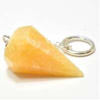 Orange Calcite Six Sided Pendulum