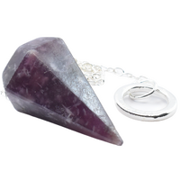 Purple Lepidolite Six Sided Pendulum