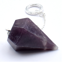 Purple Lepidolite Six Sided Pendulum