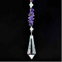 Crystal Icicle Suncatcher with Amethyst Chips
