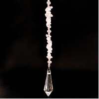 Crystal Icicle Suncatcher with Rose Quartz Chips