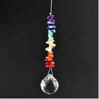 Crystal Sphere Suncatcher with Chakra Crystal Chips