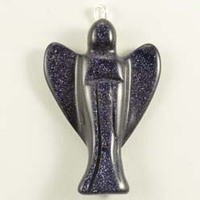 Blue Goldstone Angel Pendant Carving