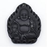 Black Obsidian Buddha Pendant