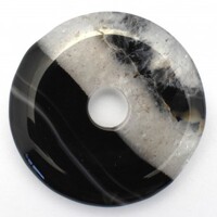 Black &amp; White Agate Donut Pendant Carving
