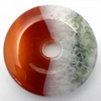 Carnelian and Quartz Donut Pendant Carving