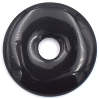 Black Obsidian Donut Pendant Carving