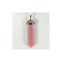 Pink Petrified Wood Plated Silver Double Terminator Pendant