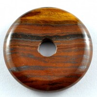 Tiger Eye Gold Donut Pendant Carving